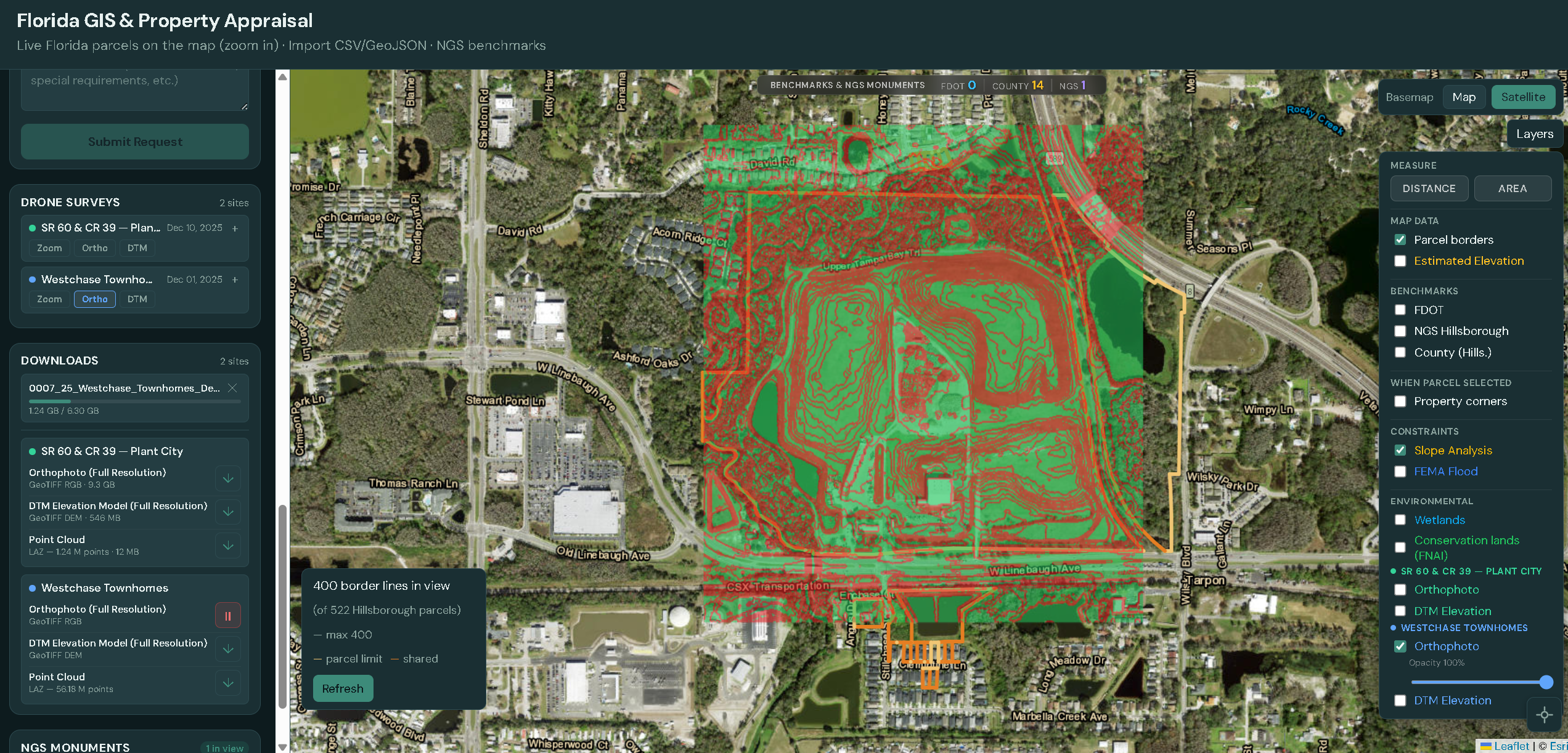 LiDAR-derived slope analysis of infrastructure terrain